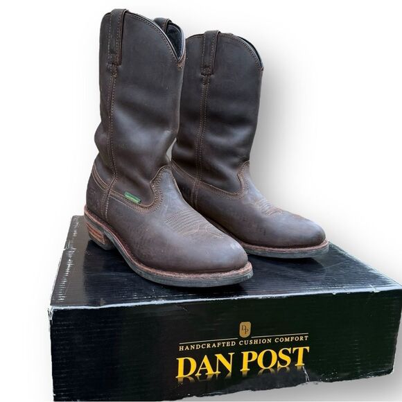 Dan Post Albuquerque Brown Leather Waterproof Pull on Boots Men's size 10 EW - Picture 2 of 12